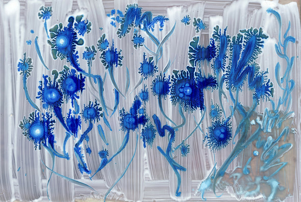 Blue Flower Trees Painting Print 100% Australian Made