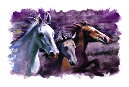 Running Horses Portrait Painting Print 100% Australian Made