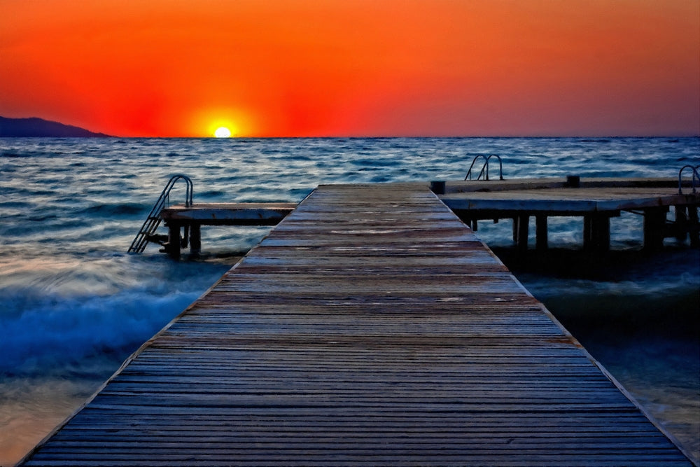 Wooden Pier Beach Sunset Photograph Print 100% Australian Made