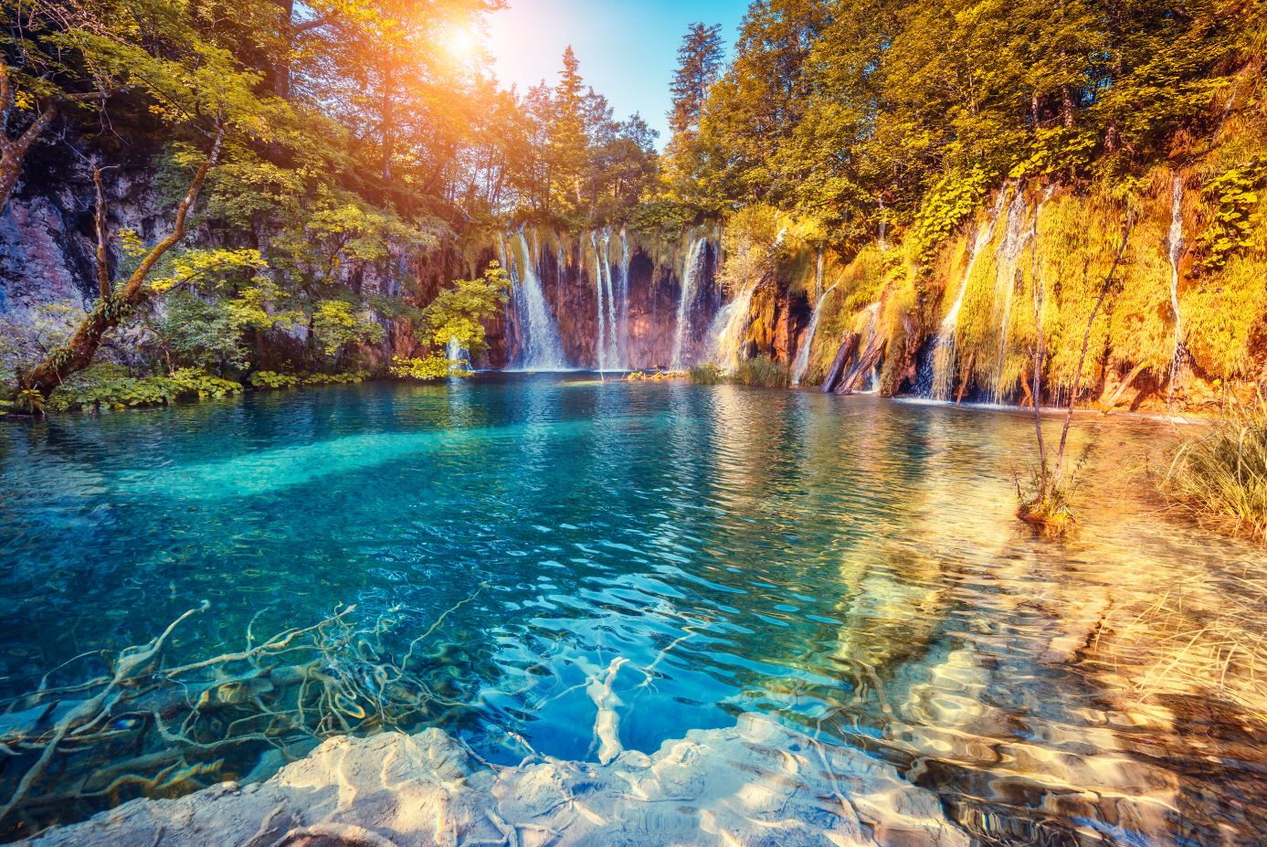 Majestic View on Turquoise Water & Sunny Beams in the Plitvice Lakes National Park, Croatia Photograph Print 100% Australian Made