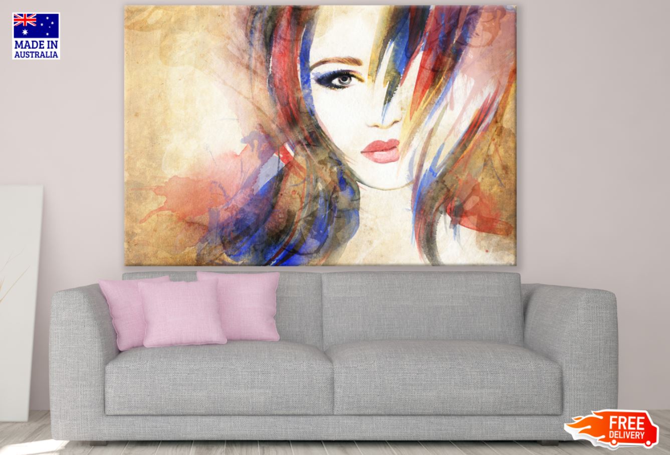 Woman Face Abstract Painting Print 100% Australian Made