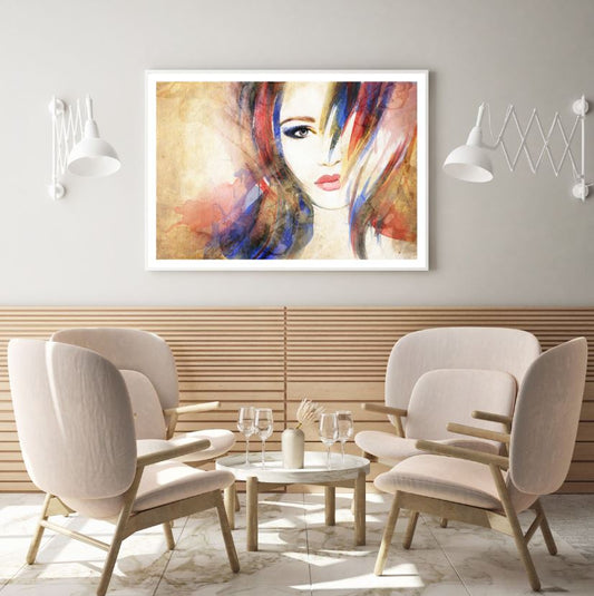 Woman Face Portrait Watercolor Painting Home Decor Premium Quality Poster Print Choose Your Sizes