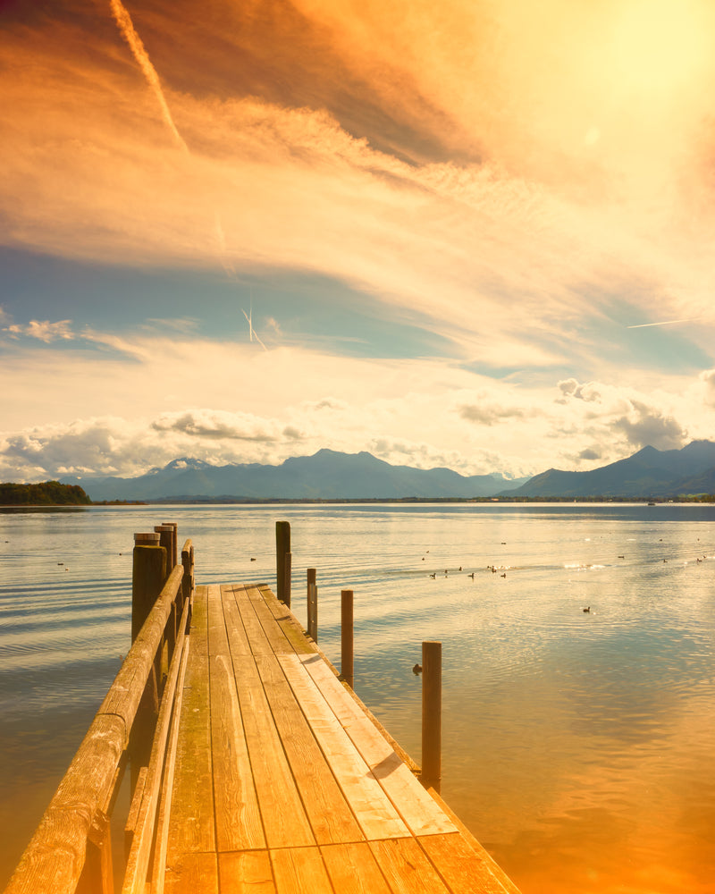 Wooden Pier on Lake Photograph Print 100% Australian Made