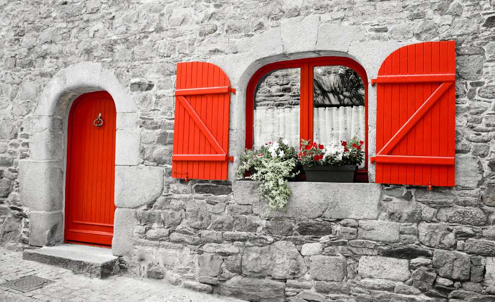 B&W House with Red Windows Photograph Print 100% Australian Made