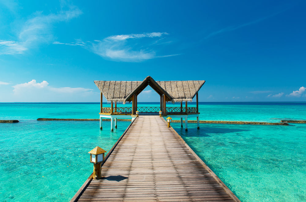 Stunning Beach view with Wooden Pier Photograph Print 100% Australian Made