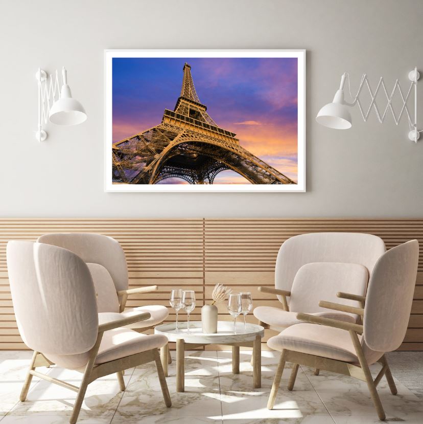 Eiffel Tower at Sunset Photograph Home Decor Premium Quality Poster Print Choose Your Sizes