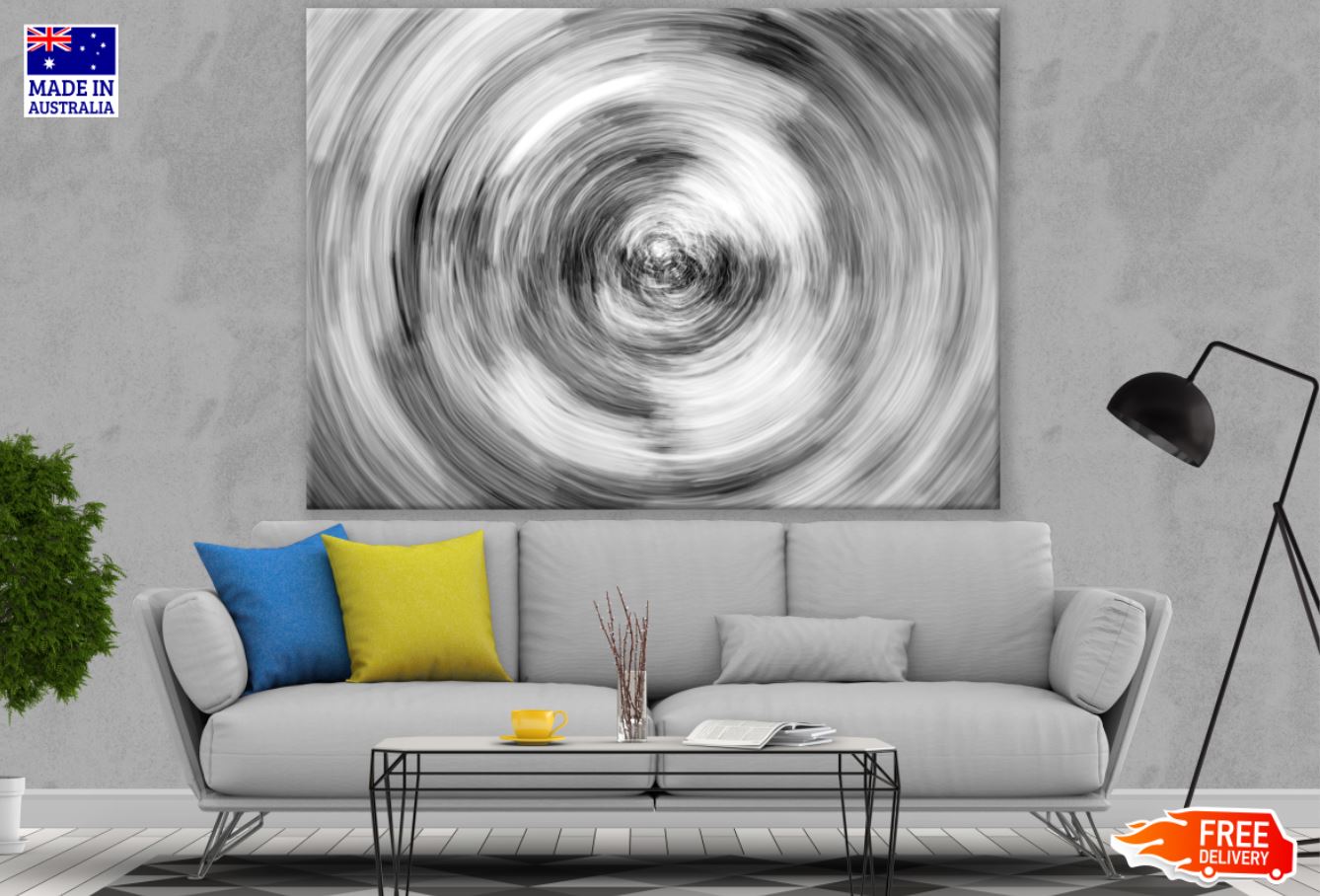 B&W Spiral Abstract Design Print 100% Australian Made