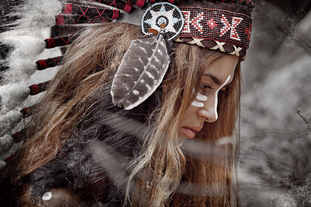 Native Feather Headdress Girl Print 100% Australian Made