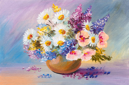 Colorful Flower Vase Oil Painting Home Decor Premium Quality Poster Print Choose Your Sizes