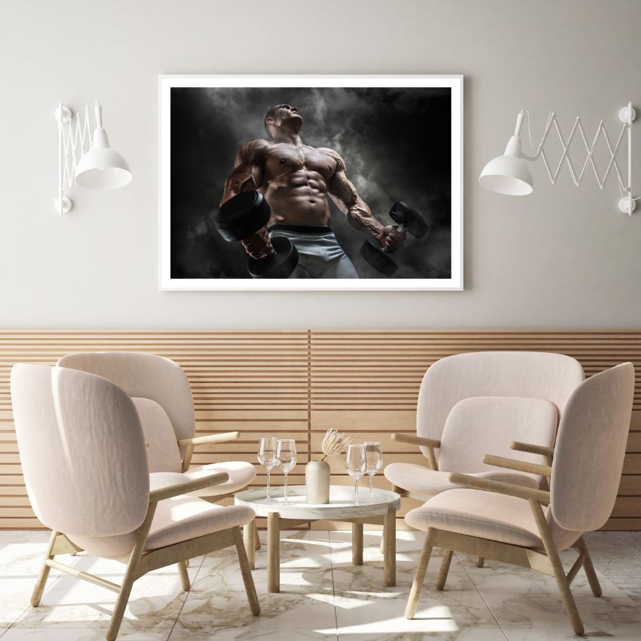 Body Builder in Gym Photograph Home Decor Premium Quality Poster Print Choose Your Sizes