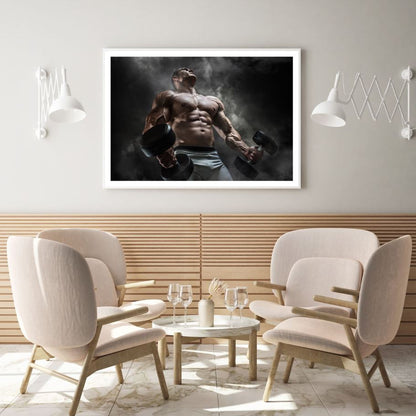 Body Builder in Gym Photograph Home Decor Premium Quality Poster Print Choose Your Sizes