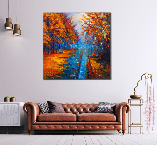 Square Canvas Colorful Forest Oil Painting High Quality Print 100% Australian Made