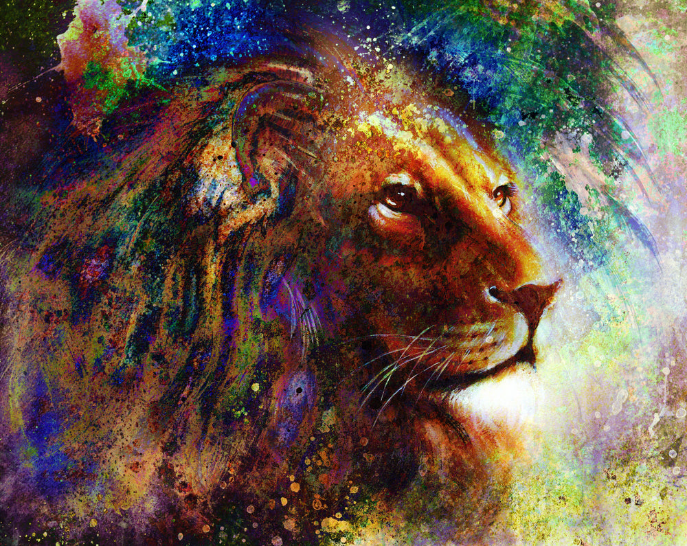 Abstract Lion Portrait Painting Print 100% Australian Made