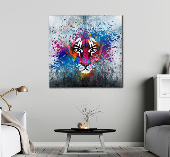 Square Canvas Tiger Portrait Watercolor Abstract Painting High Quality Print 100% Australian Made