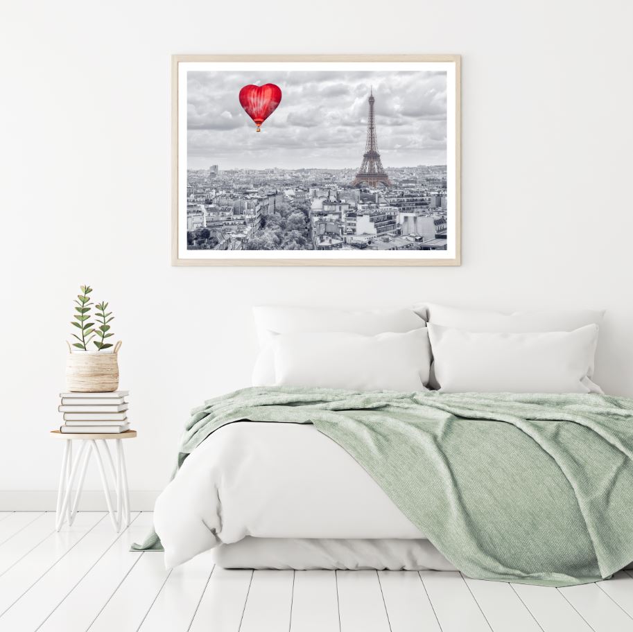 Heart Air Balloon & Eiffel Tower Home Decor Premium Quality Poster Print Choose Your Sizes