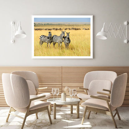 Zebras in Field Photograph Home Decor Premium Quality Poster Print Choose Your Sizes