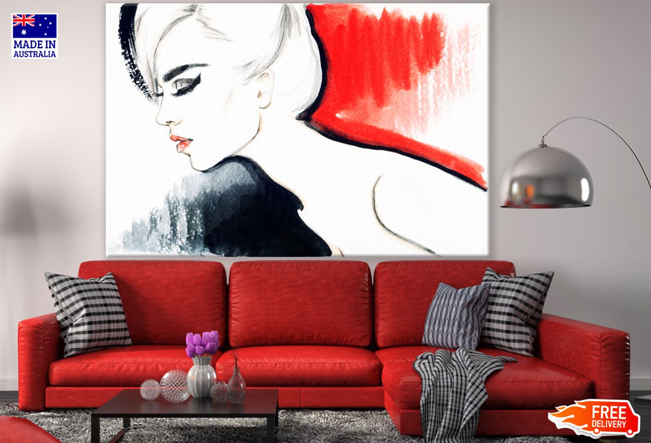 Woman Black & Red Painting Print 100% Australian Made