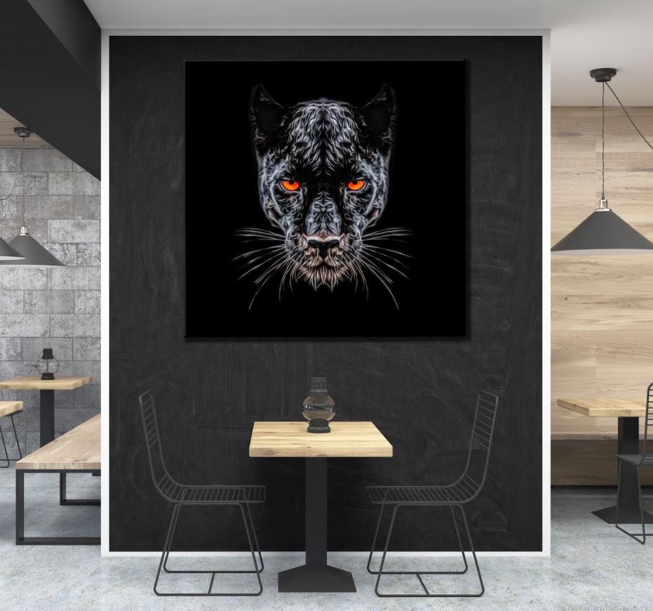 Square Canvas Panther Portrait Painting High Quality Print 100% Australian Made