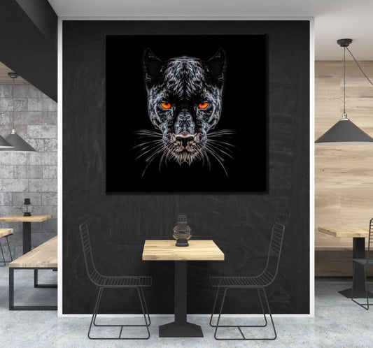 Square Canvas Panther Portrait Painting High Quality Print 100% Australian Made