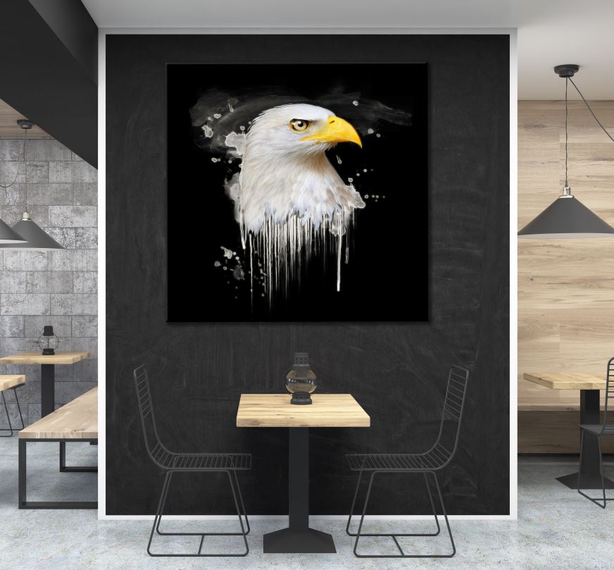 Square Canvas Eagle Portrait Watercolor Painting High Quality Print 100% Australian Made