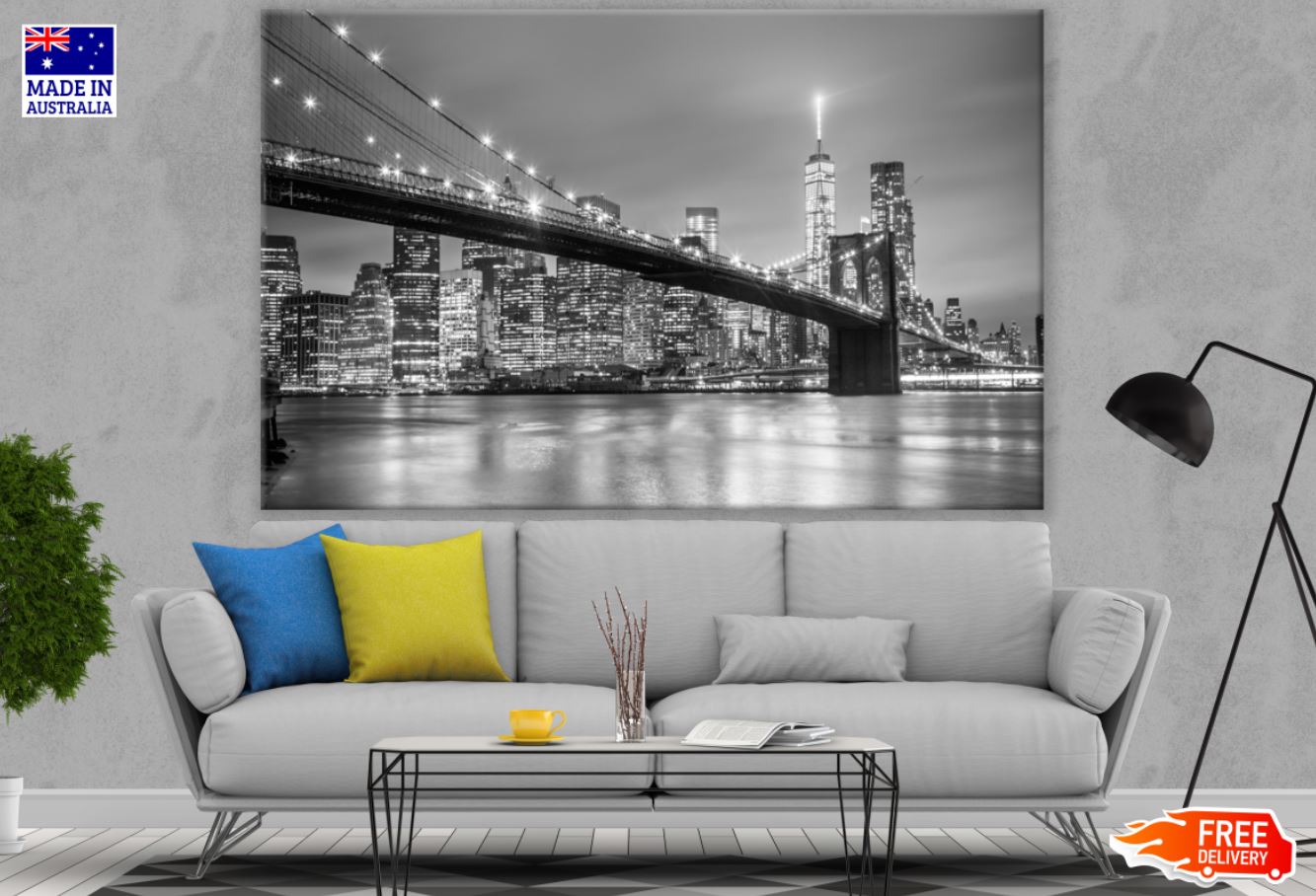 Brooklyn Bridge & NY City B&W Photograph Print 100% Australian Made