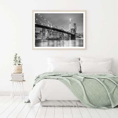 Bridge & City Scenery B&W Photograph Home Decor Premium Quality Poster Print Choose Your Sizes