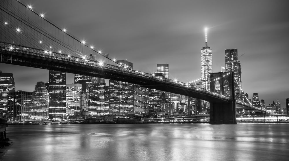 Bridge & City Scenery B&W Photograph Home Decor Premium Quality Poster Print Choose Your Sizes