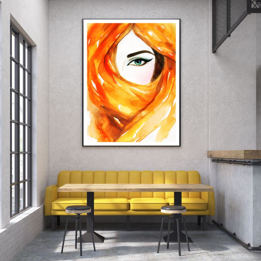 Arab Girl Face Watercolor Painting Home Decor Premium Quality Poster Print Choose Your Sizes