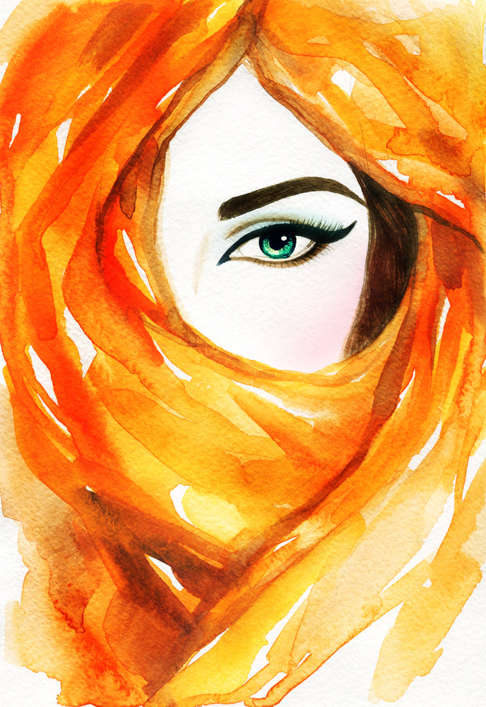 Arab Girl Face Watercolor Painting Home Decor Premium Quality Poster Print Choose Your Sizes