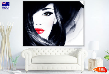 Girl Portrait Black & Red Painting Print 100% Australian Made