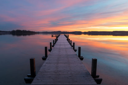 Wooden Pier Over Lake Sunset View Home Decor Premium Quality Poster Print Choose Your Sizes