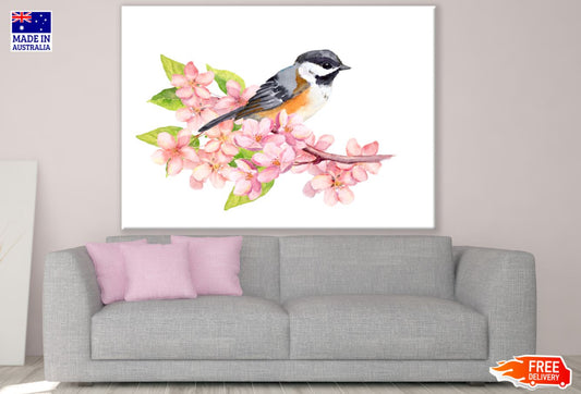 Bird on Flower Branch Painting Print 100% Australian Made