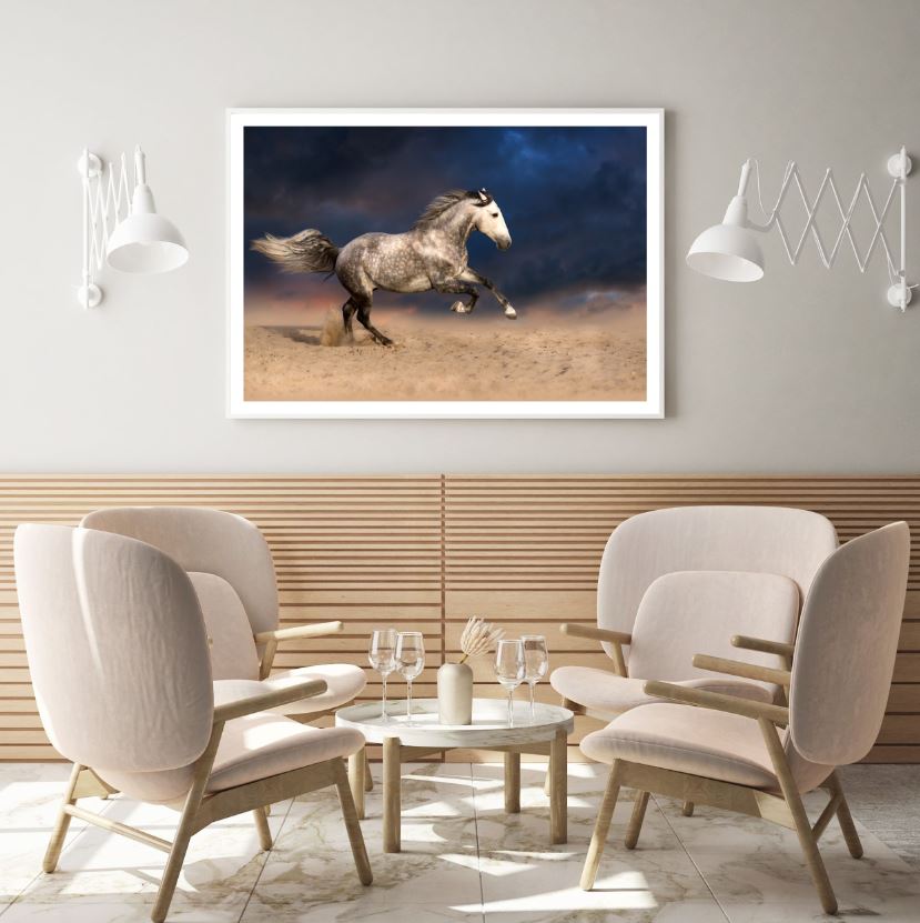 Horse Running on Sand Photograph Home Decor Premium Quality Poster Print Choose Your Sizes