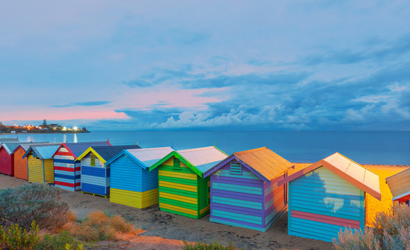 Stunning Box houses beach seashore Print 100% Australian Made