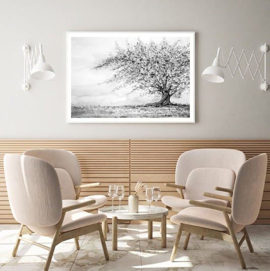 B&W Tree Watercolor Painting Home Decor Premium Quality Poster Print Choose Your Sizes