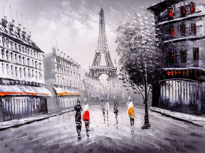 Paris Street View Eiffel Tower Painting Print 100% Australian Made