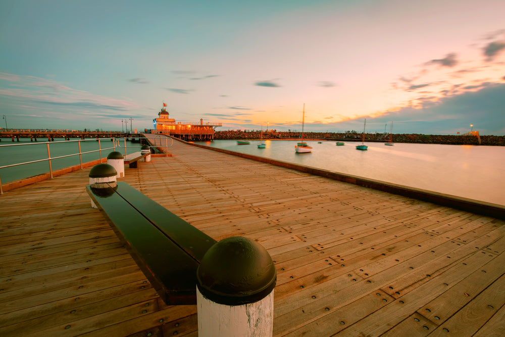 Stunning Sea View With Bay Wooden Pier Photograph Print 100% Australian Made