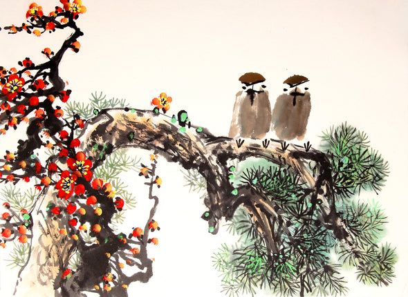 Birds on a Tree Painting Print 100% Australian Made