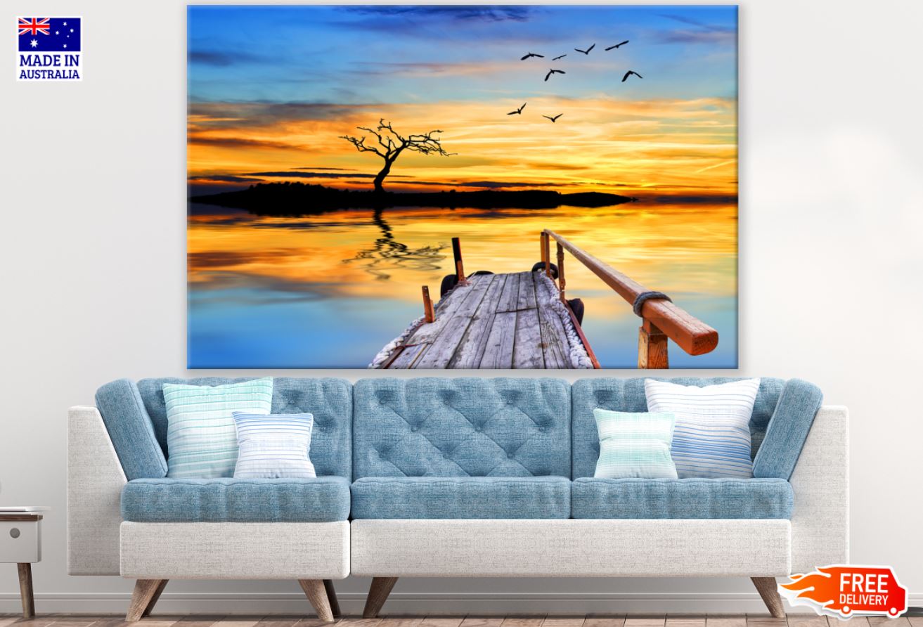 Wooden Pier Over Lake Photograph Print 100% Australian Made