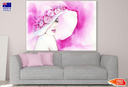 Woman Portrait Pink Watercolor Painting Print 100% Australian Made