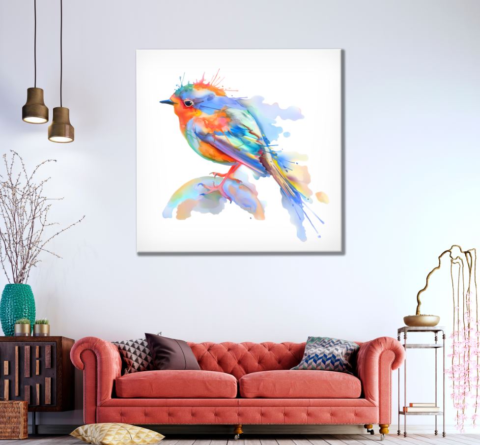 Square Canvas Bird Watercolor Painting High Quality Print 100% Australian Made