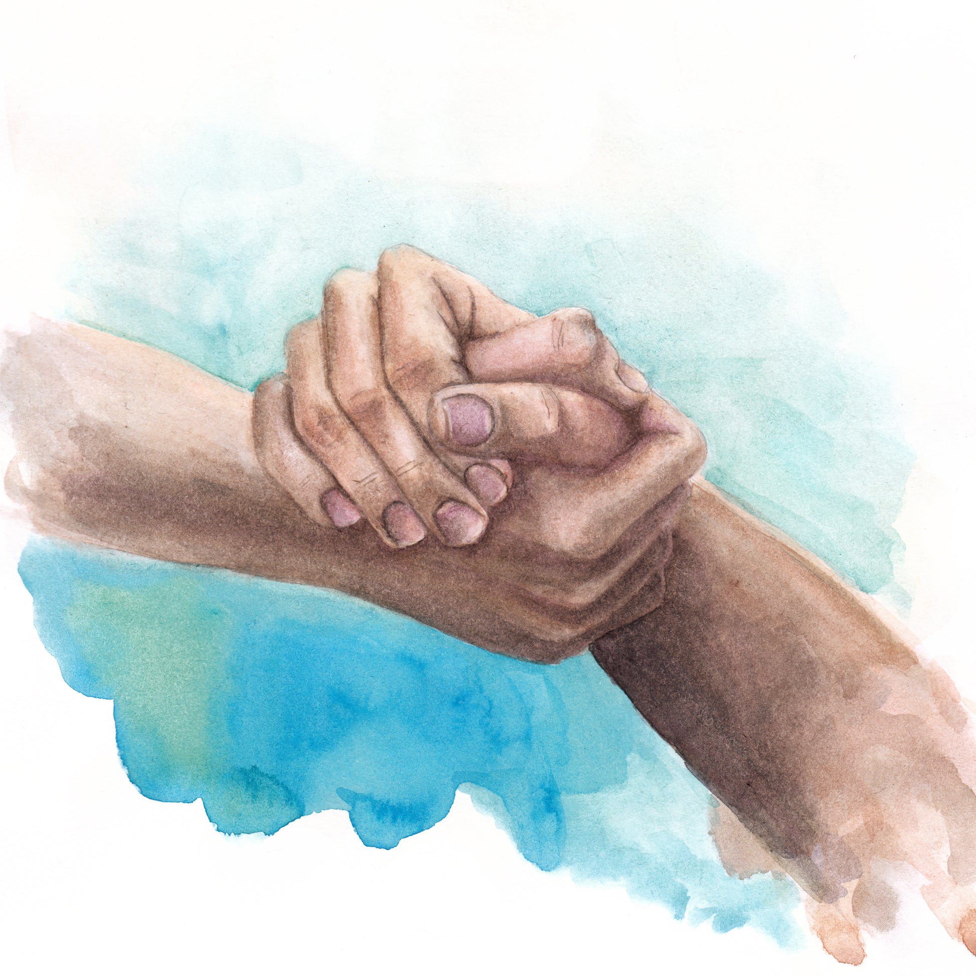 Square Canvas Shaking Hands Watercolor Painting High Quality Print 100% Australian Made