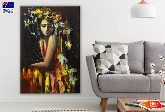 Girl with Floral Headdress Watercolor Painting Print 100% Australian Made