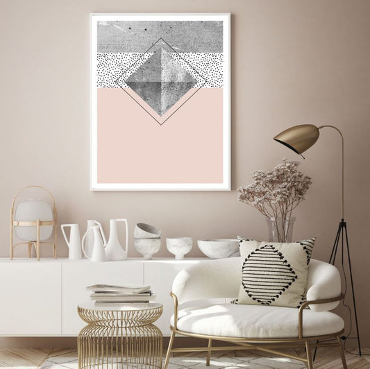 Pink & Grey Abstract Design Home Decor Premium Quality Poster Print Choose Your Sizes