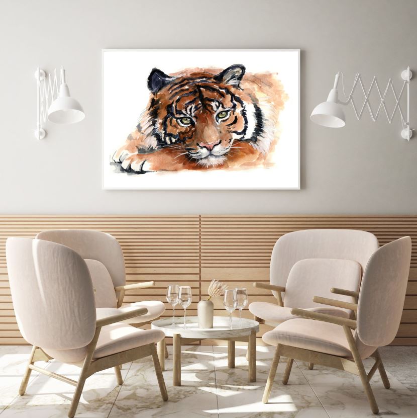 Tiger Portrait Watercolor Painting Home Decor Premium Quality Poster Print Choose Your Sizes