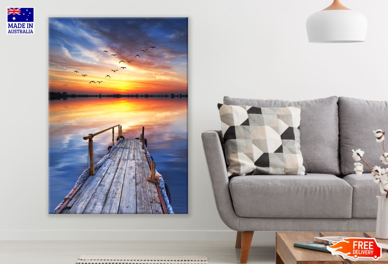 Wooden Pier Over Lake Photograph Print 100% Australian Made