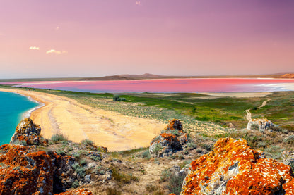 Pink Lake at Sunset View Photograph Print 100% Australian Made