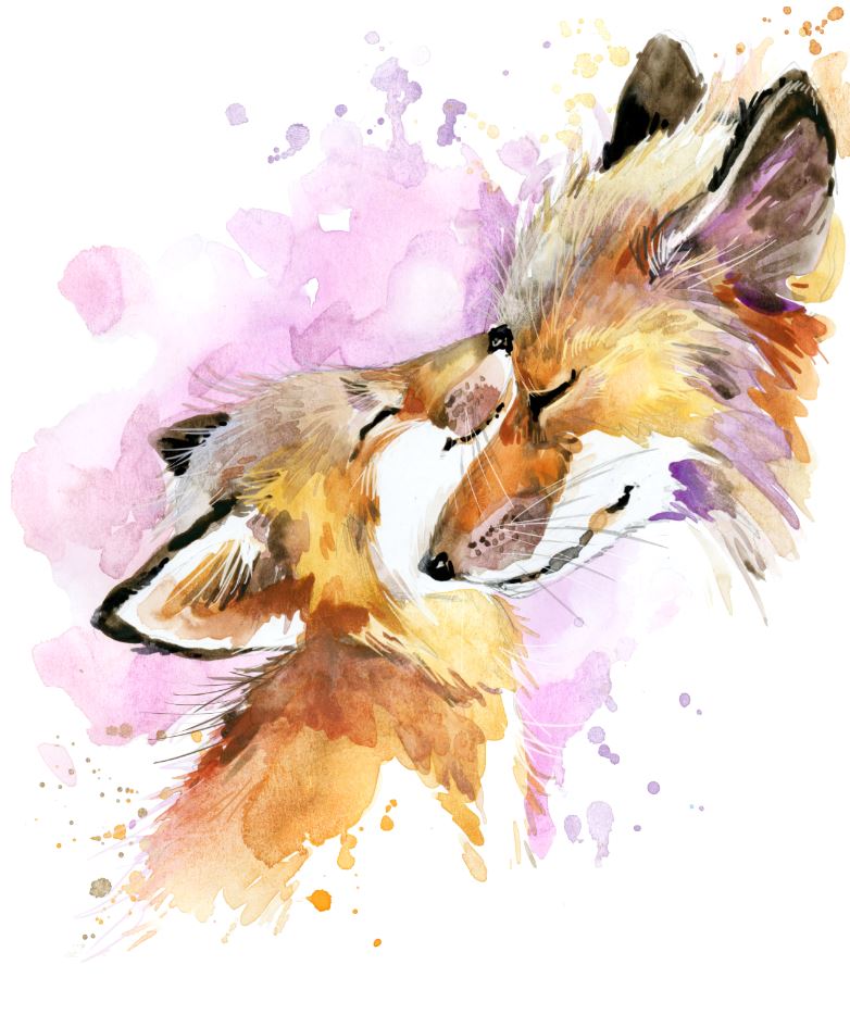 Fox Cub & Adult Watercolor Painting Print 100% Australian Made