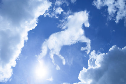 Horse Shape Cloud on Bright Blue Sky Print 100% Australian Made