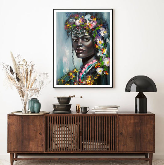 Woman with Flowers Watercolor Art Home Decor Premium Quality Poster Print Choose Your Sizes